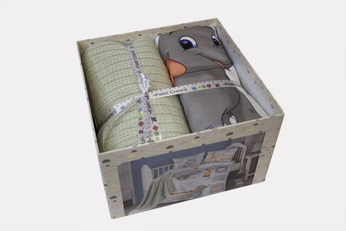 Комплект Карвен (детское постельное белье с пледом)  3D Digital сатин D 040 Safari Baby