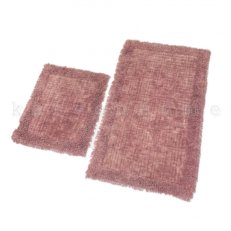 Набор ковриков для ванной Карвен EKOSE ESKITME K.M/с бахрамой 60*100-60*50 KV 428 fusya/фиолетовый