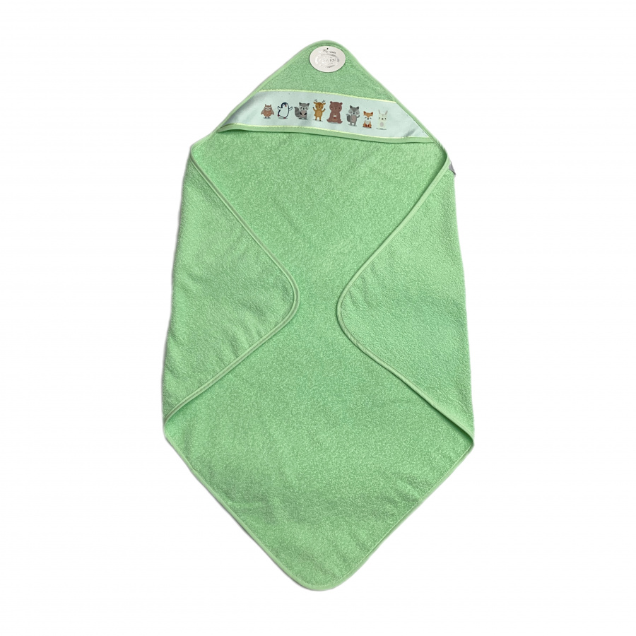 Детское полотенце c уголком Karven "BASKILI KUNDAK" 90*90 махра D 037 yesil/зеленый