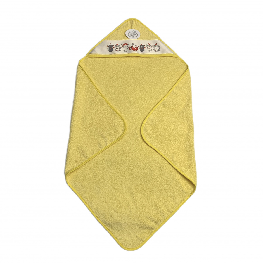 Детское полотенце c уголком Karven "BASKILI KUNDAK" 90*90 махра D 037 sari/желтый