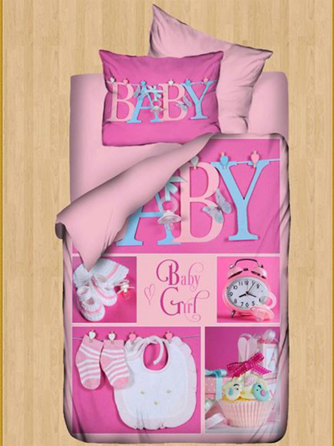 Комплект (детское постельное белье) 3D ранфорс Beby D019 (1205) светло-розовый