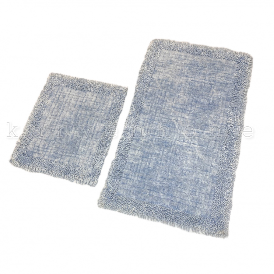Набор ковриков для ванной Карвен EKOSE ESKITME K.M/с бахрамой 60*100-60*50 KV 428 a.mavi/голубой