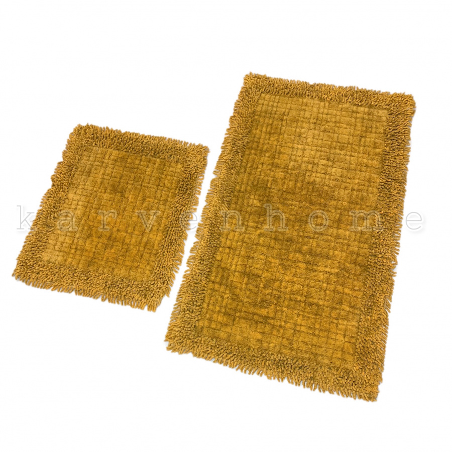 Набор ковриков для ванной Карвен EKOSE ESKITME K.M/с бахрамой 60*100-60*50 KV 428 gold/золотой