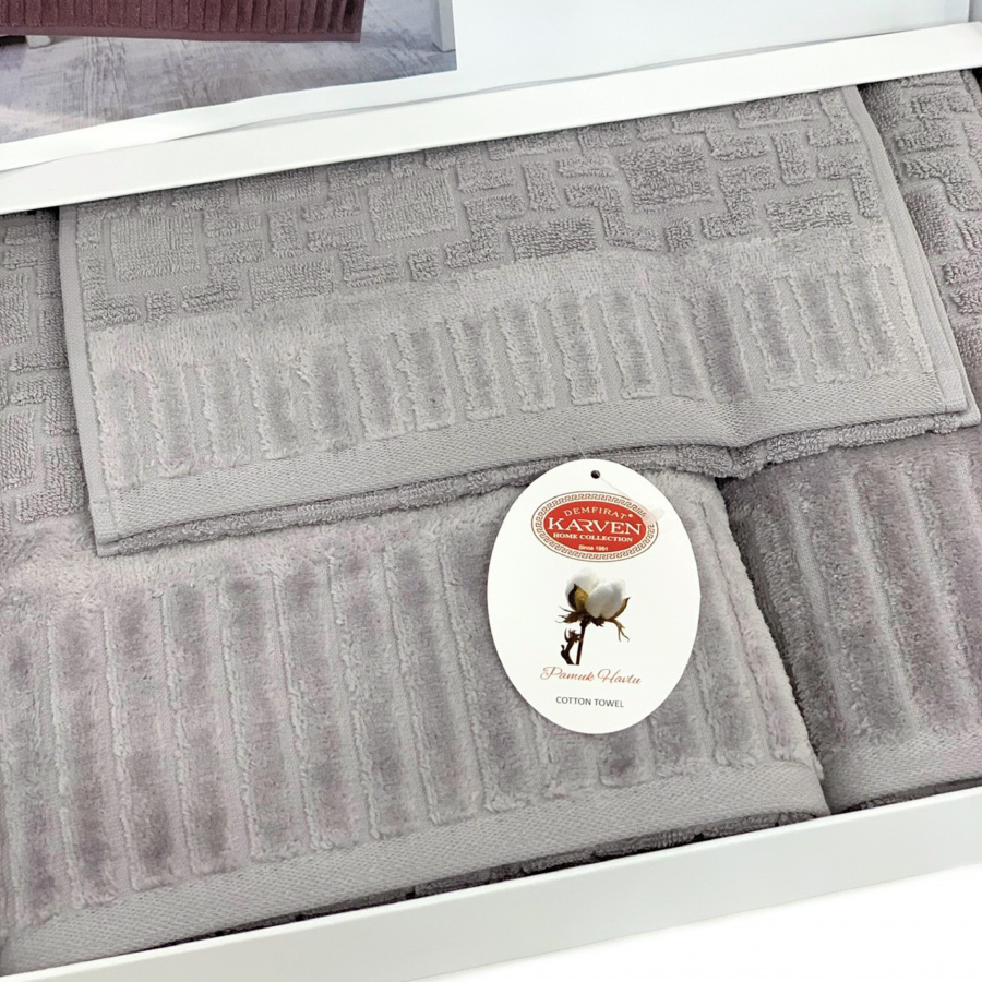 Набор полотенец Карвен Lux Cotton "PIANO" махра 30*50/50*90/70*140  HS 1709 v5 gri/серый (Акция)