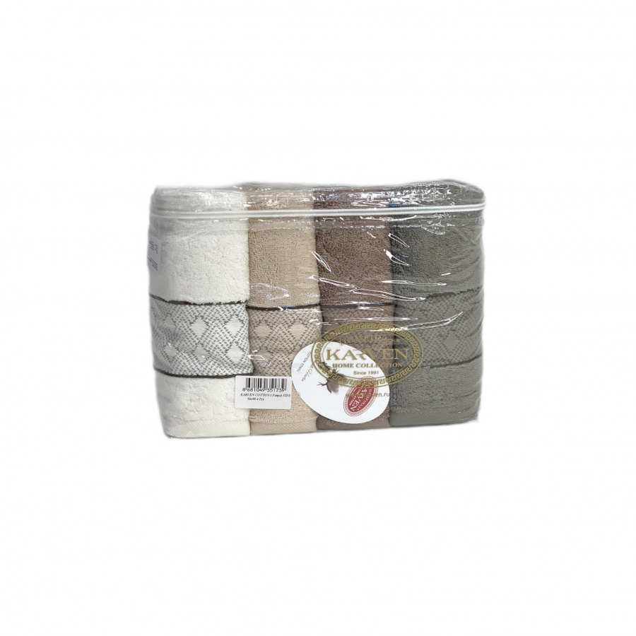 Набор полотенец Карвен "SIDE" Cotton (penye) 70*140 4шт. махра HS 1005
