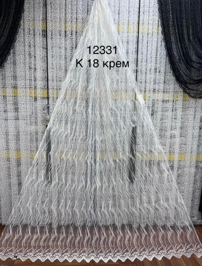 Тюль-сетка с вышивкой K12331 (Акция)