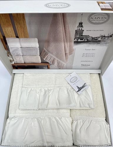 Набор полотенец Карвен махра 30*50/50*90/70*140 HS1731 ISABELLA Cream