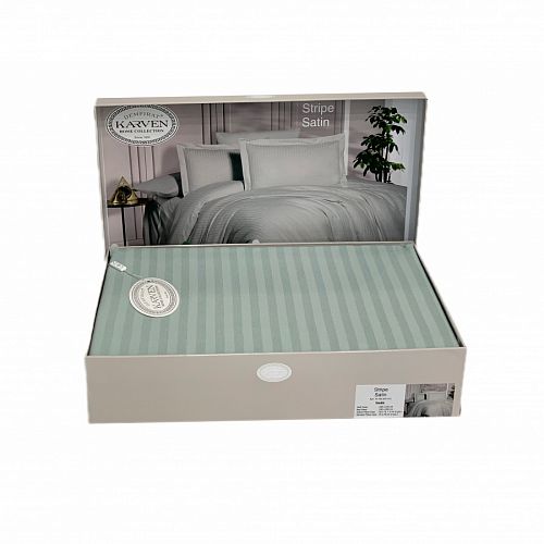 Постельное белье "Карвен" Stripe Satin семейное N 164-SS 013 mint/ментоловый