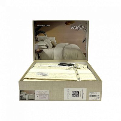 Постельное белье Sarev ранфорс евро N419 SOLO TONE v1/Ekru