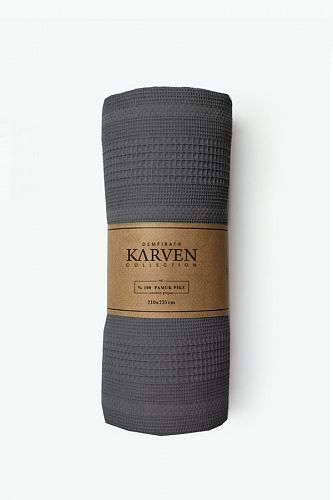 Плед вафельный Karven PURE SIMPLE пике евро 210*235 РL989 Antrasit