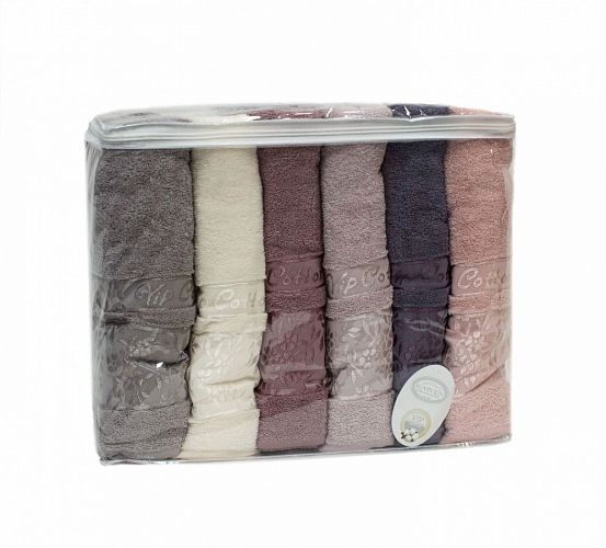 Полотенце Карвен Vip Cotton "BUKET" 70*140 6шт.махра H 3283