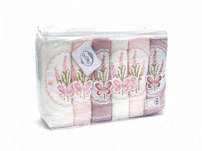 Полотенце Карвен Vip Cotton" Elisa " 3D 50*90 6шт.махра Н 3193.