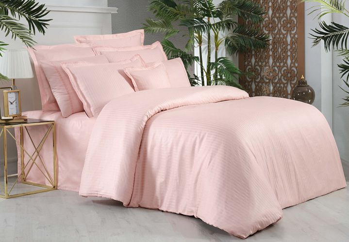 Постельное белье "Sarev" Sport&Chic  премиум сатин 260 tc евро JACQUARD STRIPE v5/Pembe