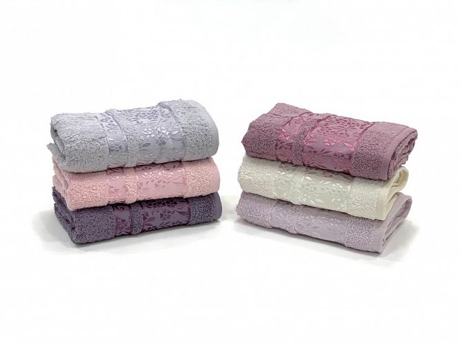 Полотенце Карвен Vip Cotton "BUKET" 70*140 6шт.махра H 3283