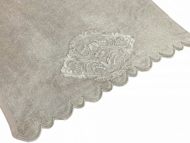 Набор полотенец Карвен "DAMASK"гипюр с кружевом,бамбук 50*90/70*140 HS1716 v1 bej/бежевый