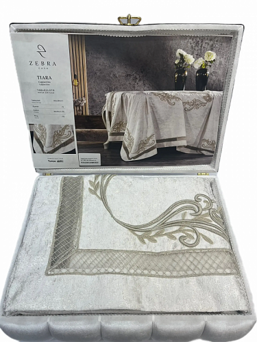 Скатерть Cундук Tiara Cappucino 180*280 с салфетками (12 шт) 30*30 26 пр