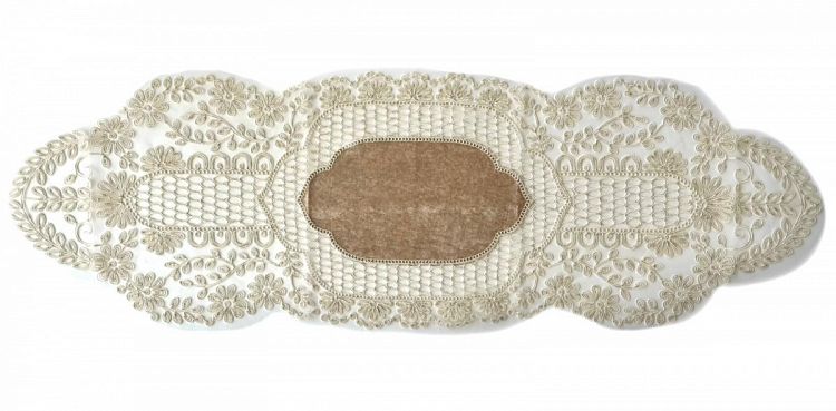 Дорожка Карвен 140*45 велюр с кружевом М840/1450 G03 крем