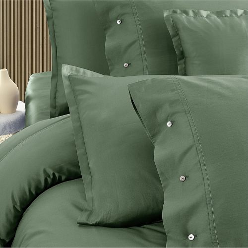 Постельное белье "Sarev" премиум сатин 300 tc евро N380 MONOCHROME v15/Forest- Green