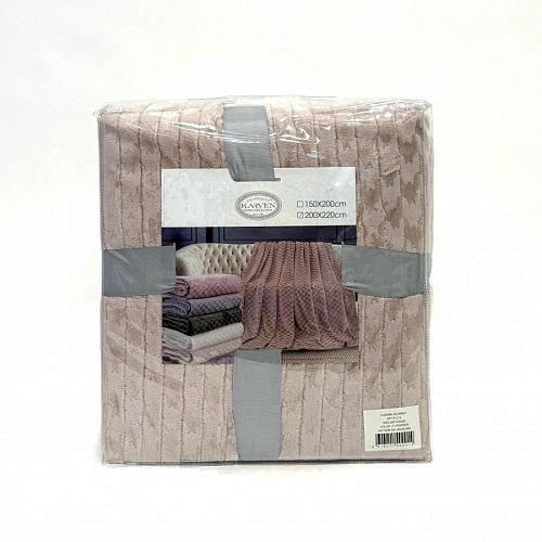 Плед Karven фланель 1,5 спальн. PL 013 JACQAURD v1/Powder.