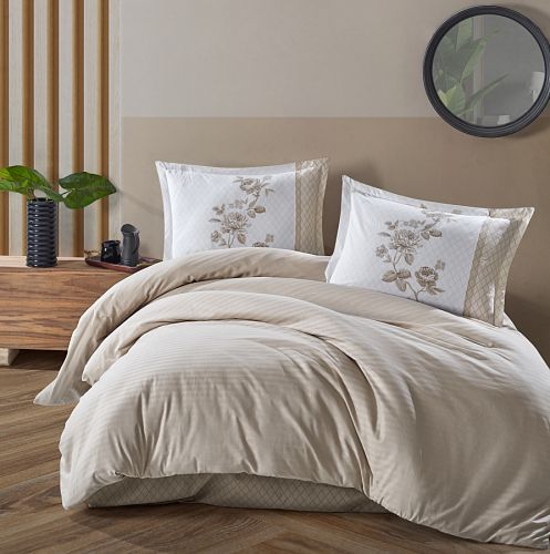 Постельное белье "Карвен" DELUXE ранфорс евро Suave Beige v-4 (Акция)