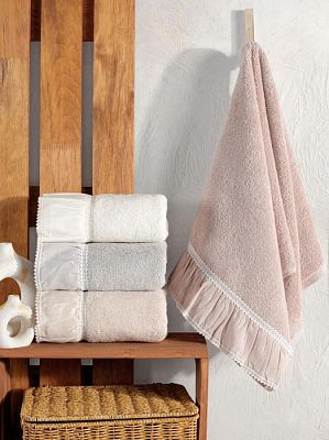 Полотенце Kарвен Vip Cotton 50*90 1шт махра H5169 ISABELLA Cream