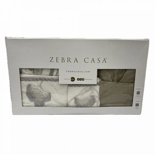 Халат Zebra (муж.+жен.) c полотенцами махра 50*90(2)/70*140(2) B1132 MILA Krem