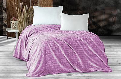 Плед EVLEN Super Soft "СЕРДЦЕ" 180*240 в коробке п/э Р 945 лиловый (Акция)