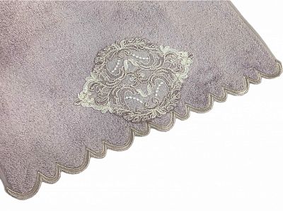 Набор полотенец Карвен "DAMASK"гипюр с кружевом,бамбук 30*50/50*90/70*140 HS1717 v4 lila/лиловый