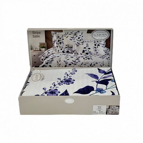 Постельное белье Карвен Stripe Satin с цветным принтом семейное N251-SB013 (7пр.) (Акция)