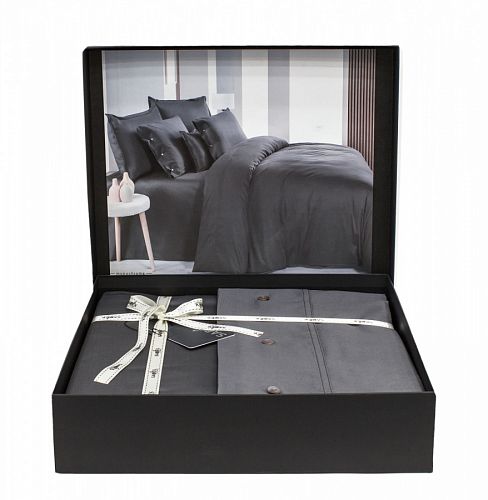 Постельное белье "Sarev" премиум сатин 300 tc евро N380 MONOCHROME v9/Dark Gray