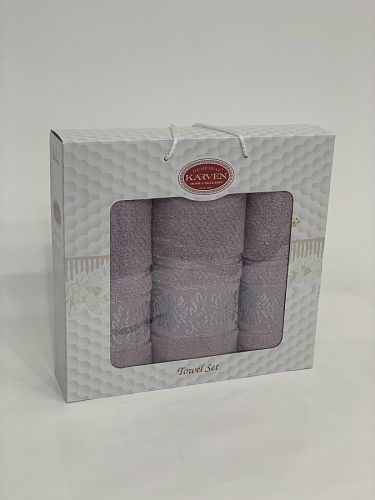 Набор полотенец Карвен "SUMBUL " махра 50*90(2)/70*140 HS 1692 v9 сиреневый (Акция)
