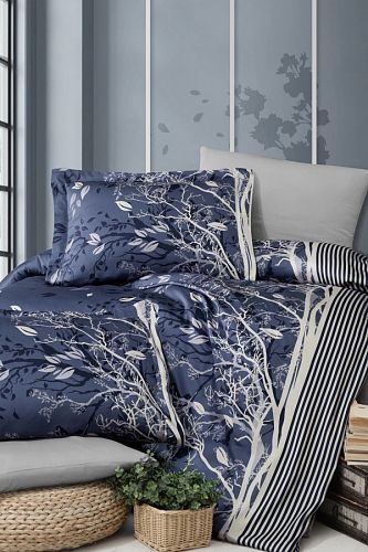 Постельное белье "Карвен" сатин семейное Living Navy Blue
