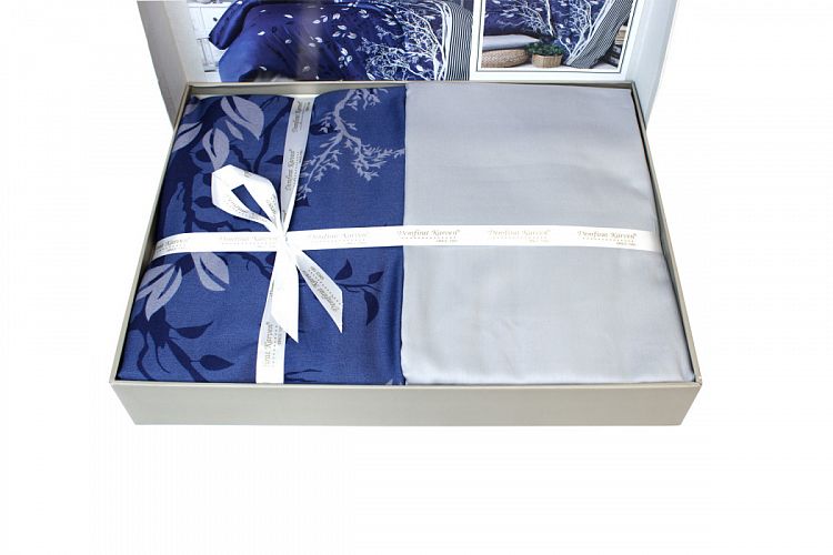 Постельное белье "Карвен" сатин семейное Living Navy Blue