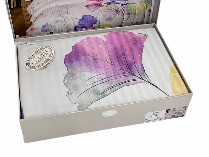 Постельное белье Карвен Stripe Satin с цветным принтом 1.5 спальное N249 -SB010(4пр.) (Акция)