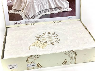 Комплект EVELINA (Покрывало+постельное белье) евро 7 предметов "BATIK" Y 819 крем (Акция)