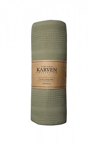 Плед вафельный Karven PURE SIMPLE пике евро 210*235 РL989 Haki