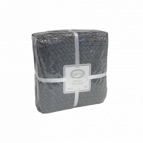 Плед KARVEN Super Soft "BENZIA" 200*220 п/э евро Р 944 т.серый (Акция).