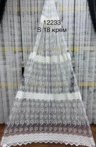 Тюль-сетка с вышивкой K12233 (Акция)