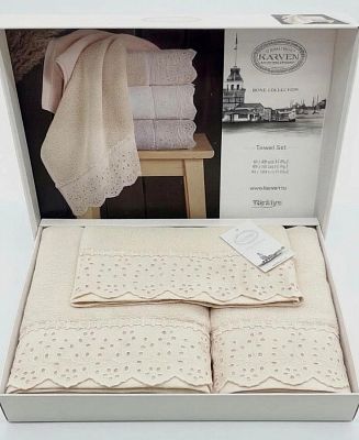Набор полотенец Карвен махра 30*50/50*90/70*140 HS1731 MERCAN Beige
