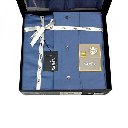Постельное белье "Sarev" премиум сатин 300 tc евро N380 MONOCHROME v14/Royal-Blue