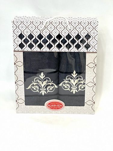 Набор полотенец Карвен "DAMAKS" махра 50*90/70*140 HS 1654 v15 антрацит