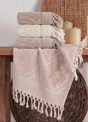 Полотенце Kарвен Vip Cotton 50*90 1шт махра H5167 LALEZAR Cream