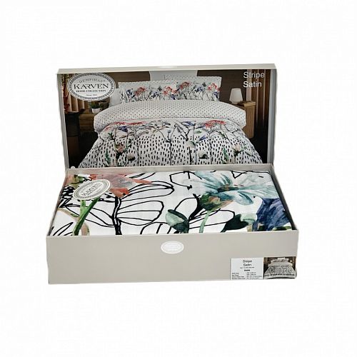 Постельное белье Карвен Stripe Satin с цветным принтом 1.5 спальное N249 -SB004(4пр.) (Акция)