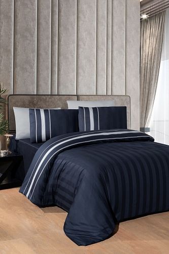 Постельное белье "Карвен" сатин евро Artwel Navy Blue