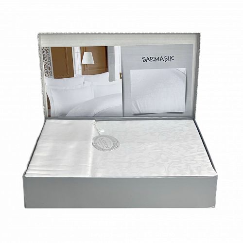 Постельное белье Karven жаккард евро Sarmasik White 