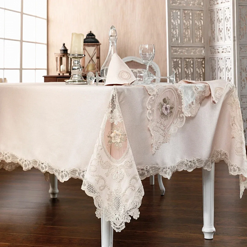 Скатерть Cундук Floransa Krem 180*280 с салфет. (12 шт) 30*30 26 пр