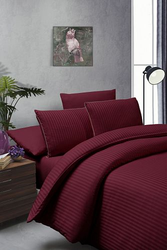 Пододеяльник+наволочка Карвен QUILT  евро сатин  Lorenz Dark Red. (Акция)