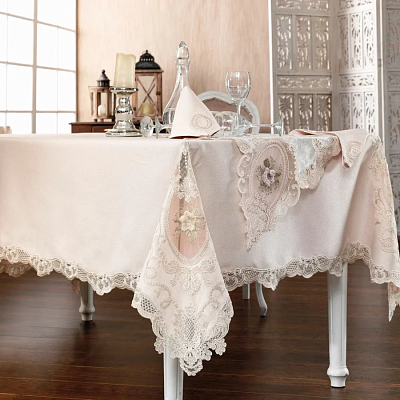 Скатерть Cундук Floransa Krem 180*350 с салфетками (12шт) 30*30
