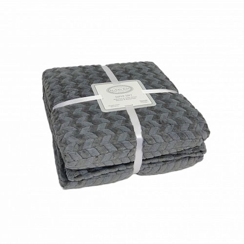 Плед KARVEN Super Soft "BENZIA" 200*220 п/э евро Р 944 т.серый (Акция).