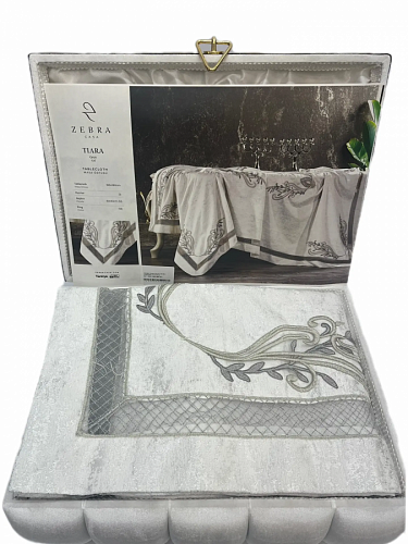 Скатерть Cундук Tiara Gri 180*280 с салфетками (12 шт) 30*30 26 пр